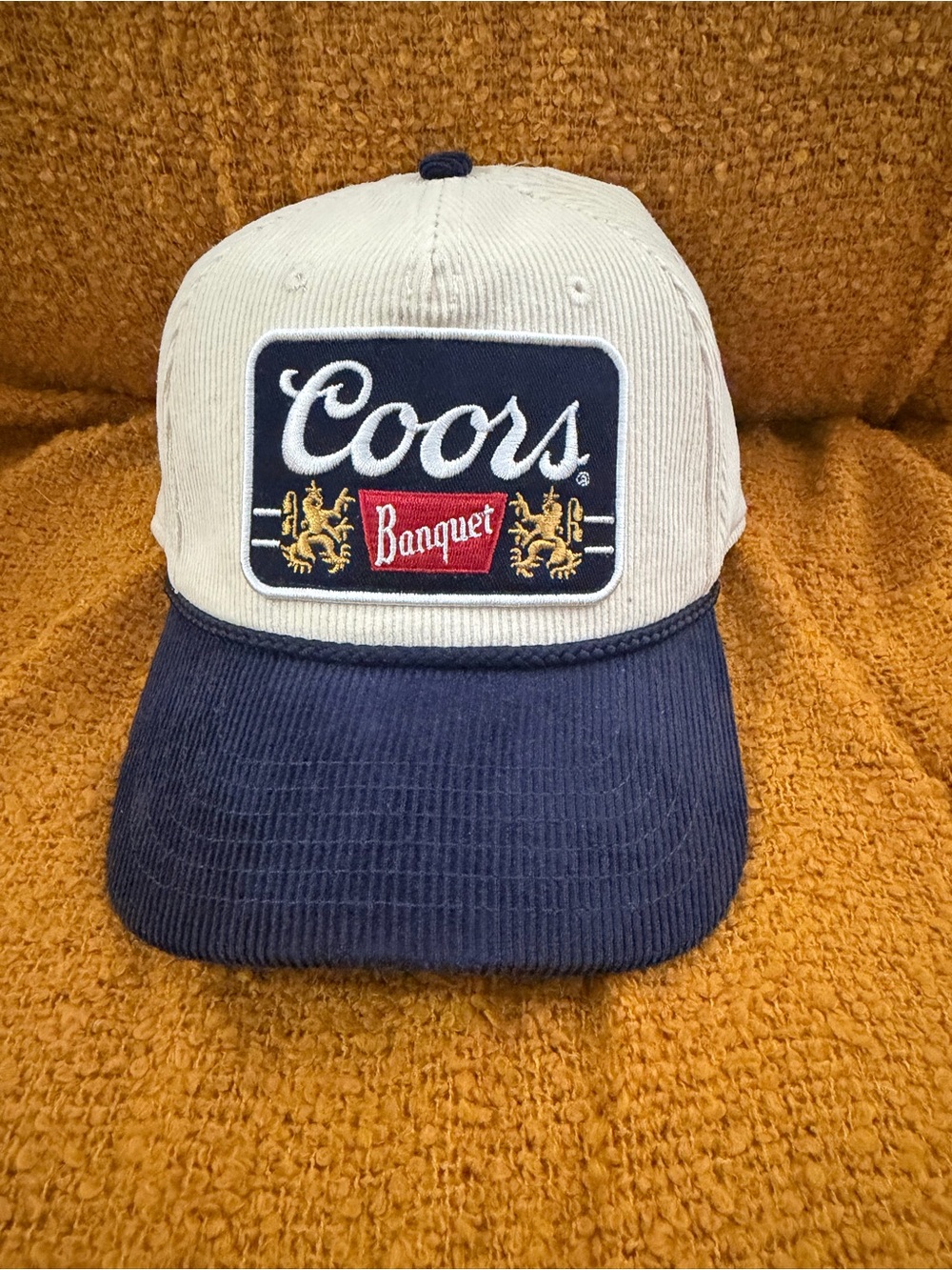 vintage-style Coors Banquet corduroy snapback hat